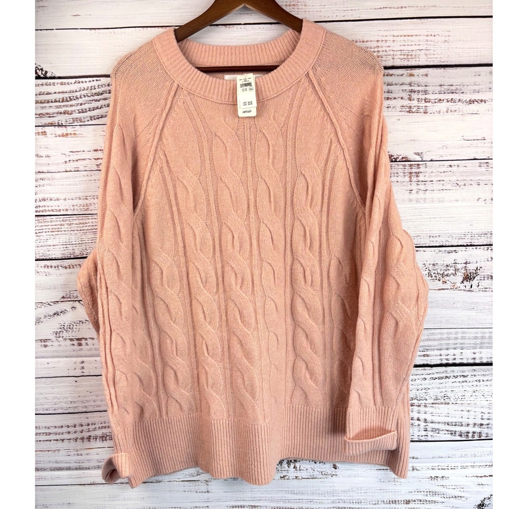Aerie Cable Knit‎ Sweater Extra Soft Blush Pink XS NWT